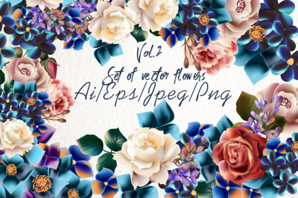 Beautiful Wedding Bouquets Set Vol.2: Vintage Watercolor Florals