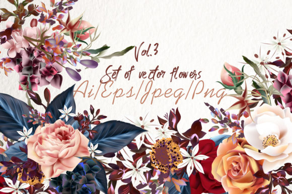 Beautiful Wedding Bouquets Set Vol.3: The Vintage Watercolor Vector Collection